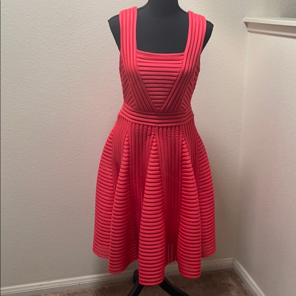 Maje Rodez coral fit and flare sleeveless dress